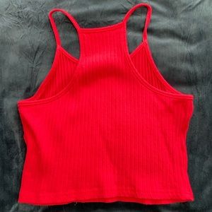 Red ribbed crop top
